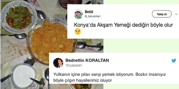 Konya'dan Akşam Yemeği Paylaşımına Gelen Birbirinden İlginç Tepkiler