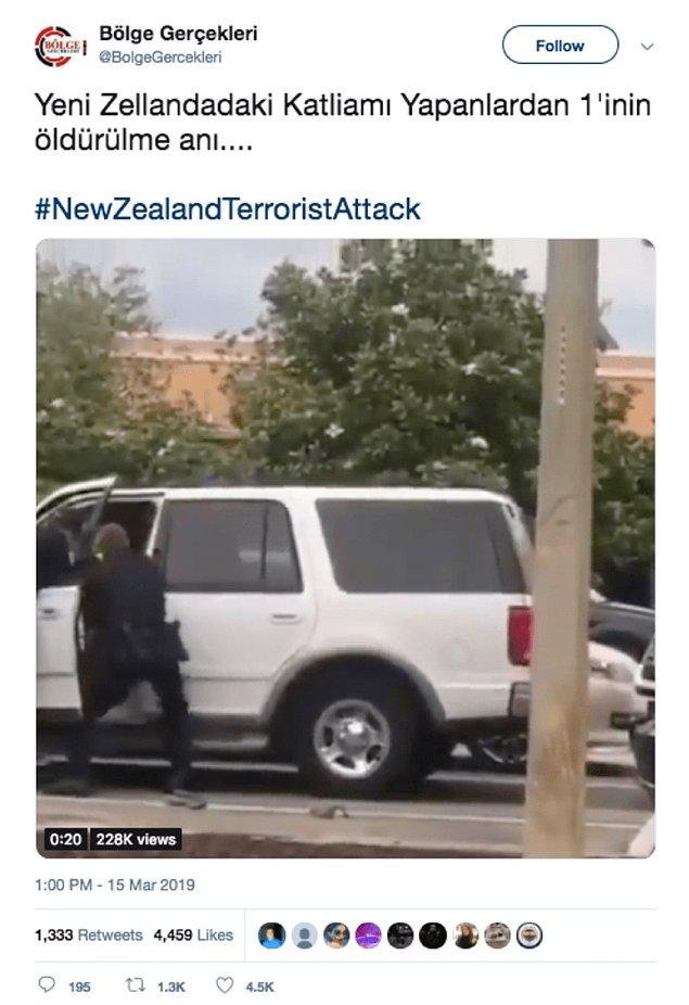 1. "Araç sürücüsünün, polis ekibiyle yaşadığı çatışma sırasında öldürülmesini kaydeden videonun, Christchurch katliamının zanlısına ait olduğu iddiası."