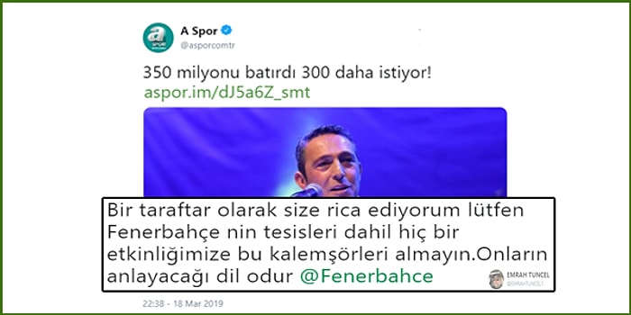 A Spor'un Ali Koç'u Hedef Aldığı '350 Milyonu Batırdı, 300 Daha İstiyor' Başlıklı Haberi Fenerbahçe Taraftarlarını Kızdırdı