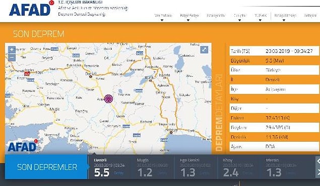 Sarsıntının yerin 11,36 kilometre derinliğinde meydana geldiği belirlendi.