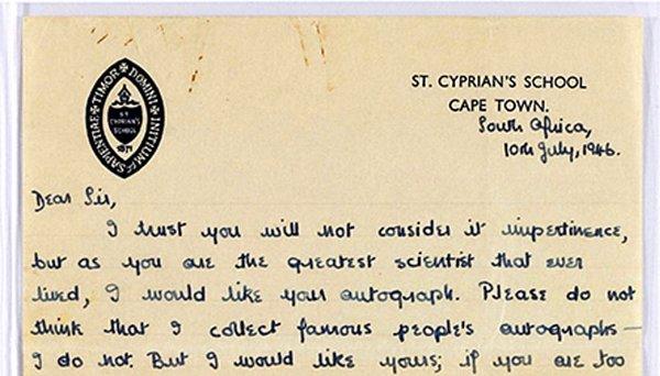 19 Eylül 1946’ yılında Tyfanny, Einstein'a bu mektubu yolladı.