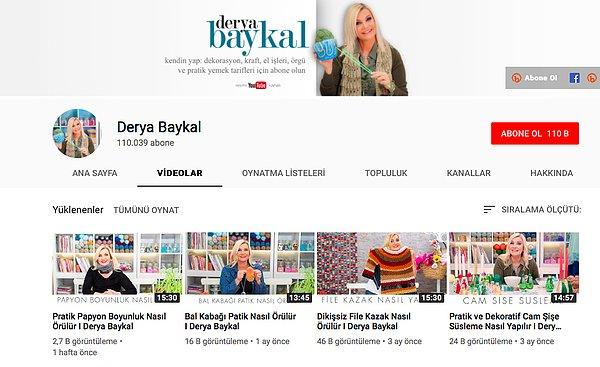 9. Derya Baykal'ın da el işleri, örgü, dekorasyon, pratik yemek tarifleri gibi konularda videolar ürettiği bir kanalı var.