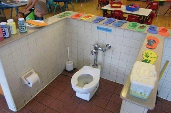 10. Çocukların tuvalete gitmek isteyerek dersten çıkmasını engellemek için sınıfa konulan tuvalet: