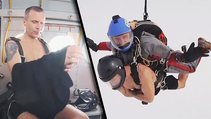 Rus Sporcu, -23 Derecede Yarı Çıplak Bir Şekilde Paraşütle Atlayarak Dünya Rekoru Kırdı