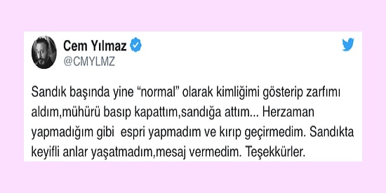 Cem Yılmaz'ın İlginç Seçim Paylaşımı: "Espri Yapmadım ve Kırıp Geçirmedim."
