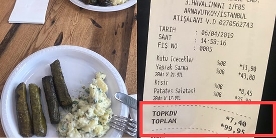 Plastik Tabakta Kısır ve Sarmaya 100 TL! Yeni Havalimanı Restoranında Ödenen Hesap Sosyal Medyanın Gündeminde
