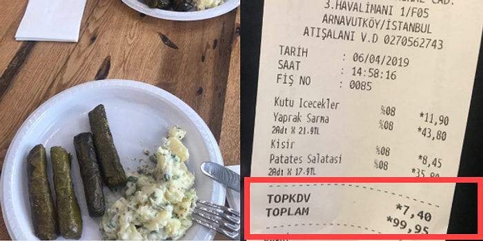 Plastik Tabakta Kısır ve Sarmaya 100 TL! Yeni Havalimanı Restoranında Ödenen Hesap Sosyal Medyanın Gündeminde