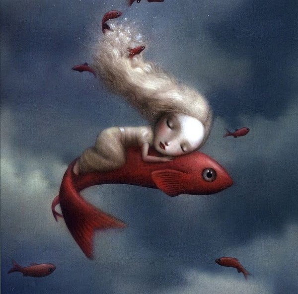 Девочка верхом на рыбе