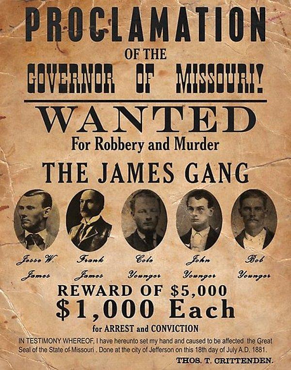 Başta Pinkerton Ulusal Dedektiflik Ajansı olmak üzere Amerikan güçleri onu yakalamak için o kadar uğraştı ki Missouri Valisi, Jesse James’in ölü yada diri yakalanması için ödül koymuştur.