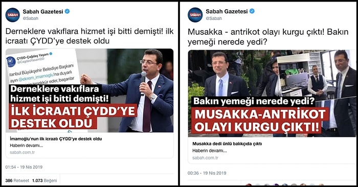 Ekrem İmamoğlu'nun İstanbul Büyükşehir Belediye Başkanı Olmasıyla 'Garip' Haberlerin Dozunu Artıran Sabah Gazetesi