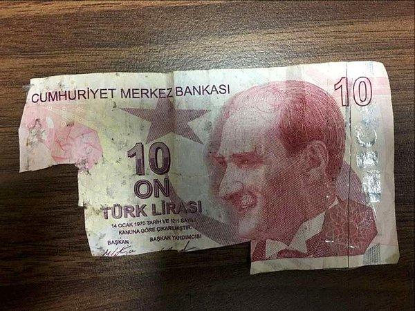 10 liralık banknotların parçalarını 200 liralara yamalamışlar