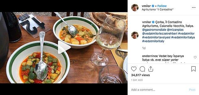 Şimdi ise başka bir şey var ve Vedat Bey'e hak vermemek mümkün değil. İtalya’nın Caianello Vecchio bölgesindeki Il Contadino Agriturismo isimli restoranı ziyaret eden Milor, Instagram’da yayınladığı videoda mekanın menüsü ve fiyatlara dair de paylaşımda bulundu.