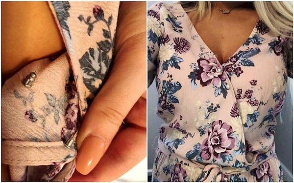 8. Если блузка расходится на груди, а под рукой нет ни булавки, ни броши, используйте пару серег, чтобы скрепить половинки.