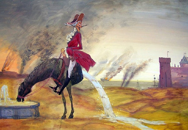 1. Барон Мюнхгаузен вишнёвой косточкой стрелял в...