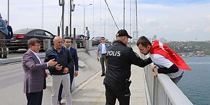 AKP Logolu Tişörtle Köprüde İntihar Girişiminde Bulunan Genci Ahmet Davutoğlu İkna Etti