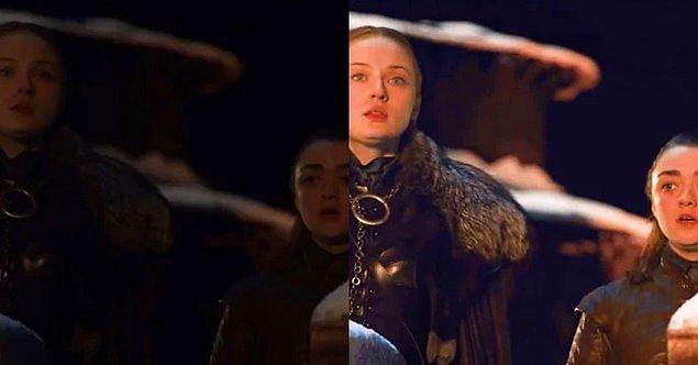 11. Arya ve Sansa'nın korku dolu bakışları...😨