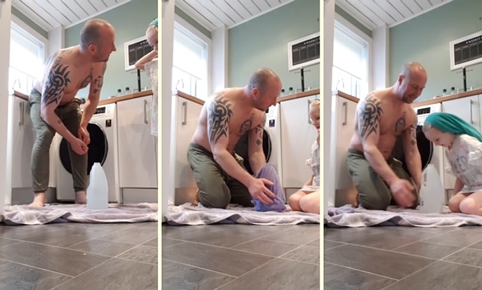 Kızını Basit Ama Etkili İllüzyon Numarasıyla Kandıran Babanın Eğlenceli Görüntüleri