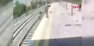 Kendi Canını Hiçe Saydı: Tren Raylarına Atlayan Kişiyi Son Anda Kurtardı