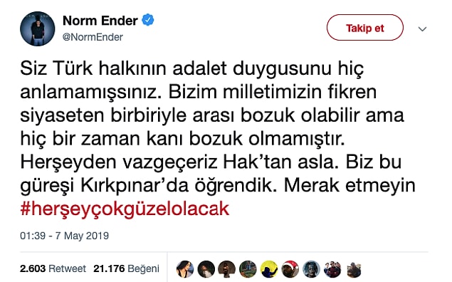 Eleştirenlerden biri de Norm Ender lakaplı, Ender Eroğlu.