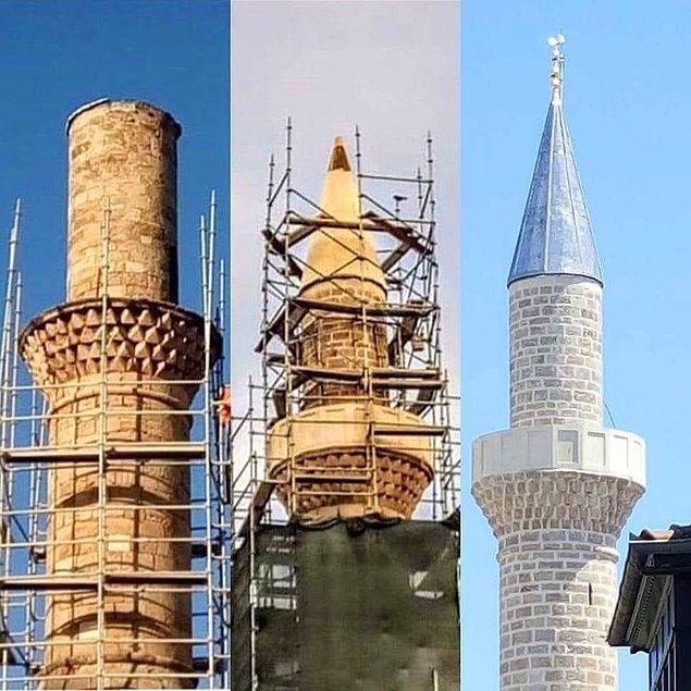 Ama hafızalara kazınan bu kültürel yapıdan da artık eser yok artık... Çünkü, minareye külah ilave etmişler....