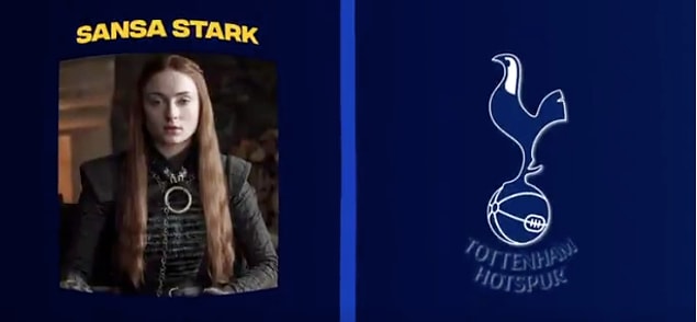 9. Sansa Stark - Tottenham Hotspur