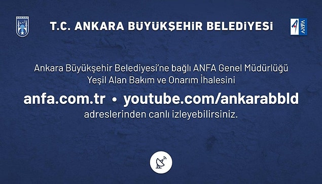 11. Ankara Büyükşehir Belediyesi tarafından açılan yaklaşık 400 milyon lira bedelli yeşil alan ihalesi Mansur Yavaş'ın talimatıyla YouTube'dan canlı olarak yayınlandı.