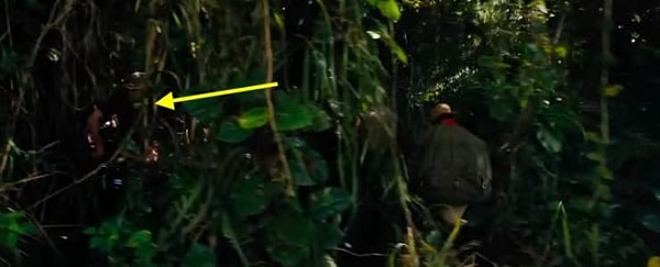 3. А в «Джуманджи: Зов джунглей» плохо спрятали члена съемочной группы. Видите его? Он в черной футболке и с каким-то оборудованием.