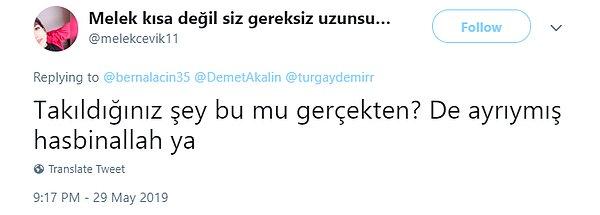 Laçin'in Demet Akalın'ın tweet'indeki de-da'nın yazımına takılması da bazı kullanıcılar tarafından eleştirildi.