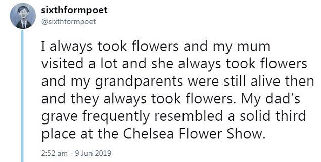 "Ben giderken hep çiçek götürürdüm. Annem de çok sık ziyarete giderdi, o da çiçek götürürdü...