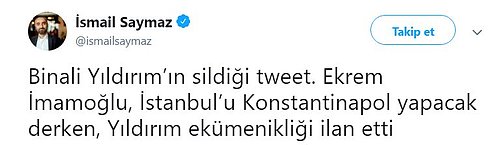 Tweet Dakikalar İçinde Silindi: Binali Yıldırım, Patrik Bartholomeos'un İsim Gününü Kutlarken 'Ekümenik' Sözünü Kullandı