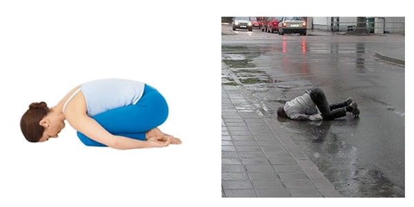 2. Баласана (поза ребенка) - это спокойная расслабляющая поза, которую можно чередовать с более сложными асанами.