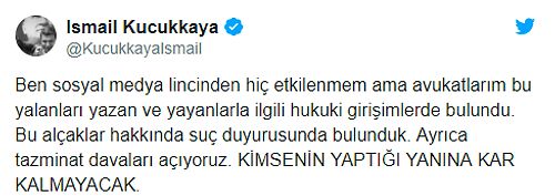 İsmail Küçükkaya'dan 'Sosyal Medya Lincine' Karşı Açıklama: 'Kimsenin Yaptığı Yanına Kâr Kalmayacak'