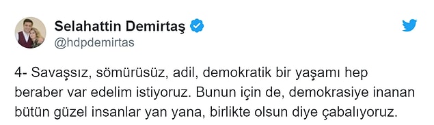 "Demokratik bir yaşamı hep beraber var edelim istiyoruz"