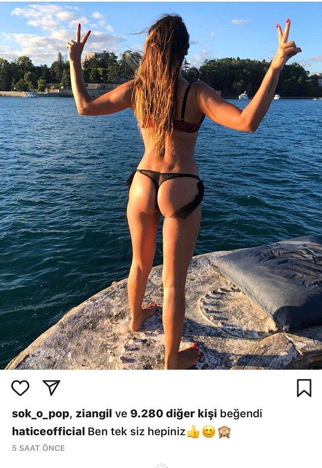 Biliyorsunuz Hatice daha önce "Ben tek, siz hepiniz" diyerek aşırı fit göründüğü bu fotoğrafı Instagram hesabından paylaşmıştı.