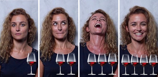 Как меняются лица людей, когда они выпивают 1, 2, 3 и 4 бокала вина? (20 фото)