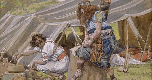 1. Что Иаков выменял у голодного Исава на чечевичную похлёбку?