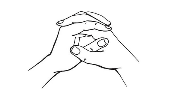 1. Переплетите пальцы рук. Какой из больших пальцев оказался сверху?