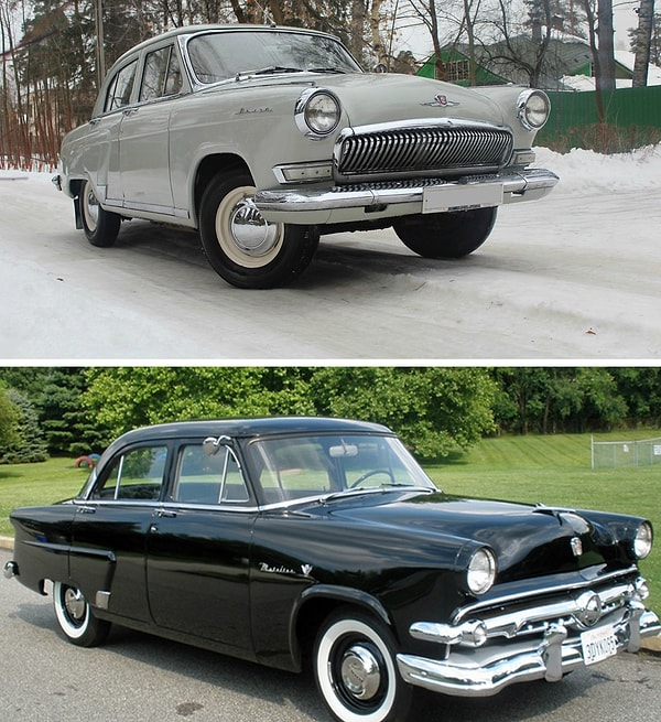 4. ГАЗ-21, СССР, (1957) и Ford Mainline, США, (1952)