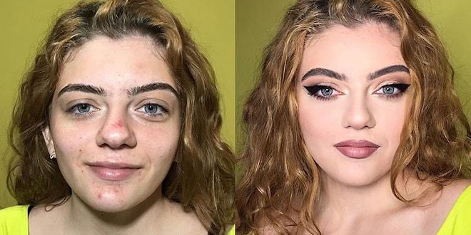 İki Farklı İnsan Gibi! Bu Fotoğraflara Bakarken Makyajın Gücünü Net Bir Şekilde Göreceksiniz