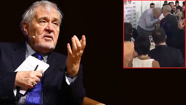 İlber Ortaylı imza gününde kendisini ziyaret eden, Ömer Tuğrul İnançer'in elini öptü.