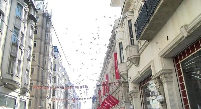 Vatandaşlar Birbirleriyle Yarıştı: İstiklal Caddesi'nde Gökten Para Yağdı