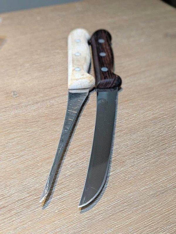 11. Yepyeni bir bıçağa kıyasla 20 yıl boyunca kullanılmış bir bıçak.
