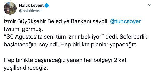 İzmir Büyükşehir Belediye Başkanı Tunç Soyer'in desteğini de arkasına aldı.