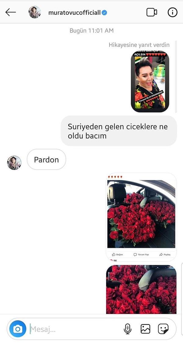 Peki Murat Övüç'ün bu kendi kendine çiçek fotoğrafı gönderip üstüne not yazmaları hatırlatınca ne oldu dersiniz? Buyurun aşağıdaki yazışmalara!