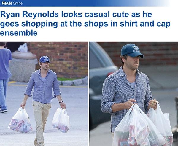 1. "Ryan Reynolds alışverişe giderken, şapkası ve tişörtüyle kombinlediği giysileriyle sevimli gözüküyor."