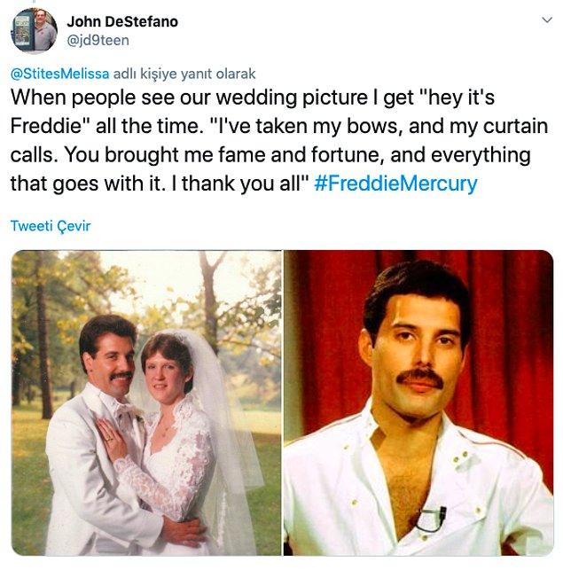 9. "İnsanlar düğün fotoğrafımızı gördükleri zaman 'aa bu Freddie' diyorlar."