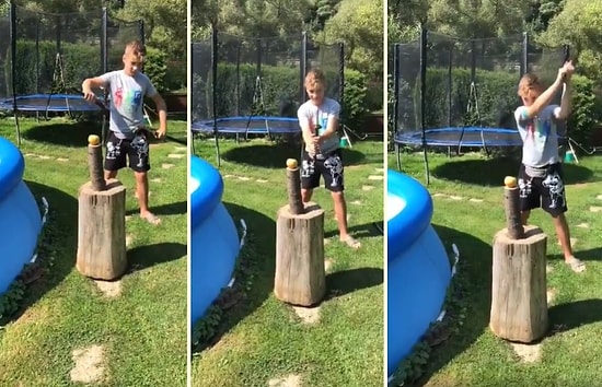 Samuray Kılıcıyla Şov Yapmak İsterken İşler İstediği Gibi Gitmeyince Yavaş Yavaş Topuklayan Genç