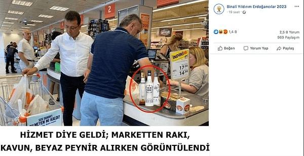 4. Sosyal medyada diğer bir hesap, Ekrem İmamoğlu'nun marketten rakı aldığını iddia ederek bu fotoğrafı paylaşmıştı.