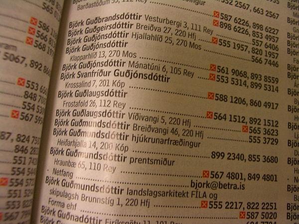 13. İzlanda'da soyisimleri sadece kişinin kimin "kızı" ya da "oğlu" olduğunu belirtmek için var olduğundan telefon rehberlerinde ilk isimler dikkate alınır.