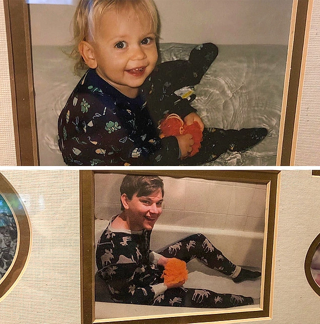 “Bu eski fotoğrafı yeniden çektim ve eski fotoğrafın yerine duvara astım. Şimdi ailemin bunun ne zaman farkına varacağını görmeyi bekliyorum.”